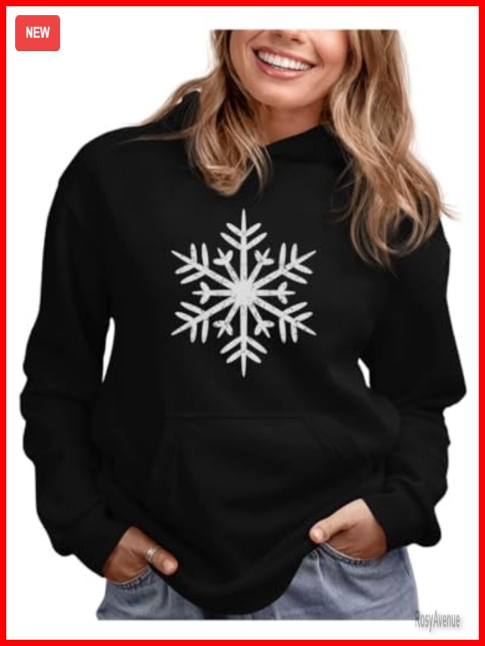Snowflake Christmas Hoodie Pullover Women Teen Girls Festive